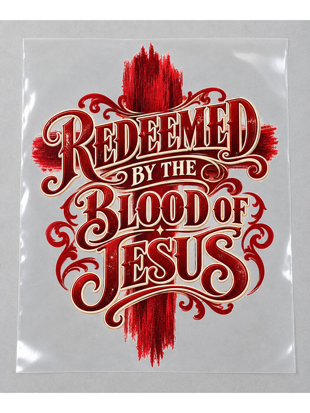 4 Pack Redeemed by the Blood of Jesus DTF Heat Transfers 10 Inch